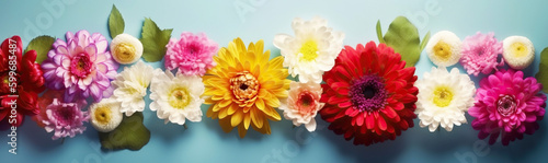 Spring banner for 8 march  mother s day  colorful vibrant bouquet of various flowers. Generative AI