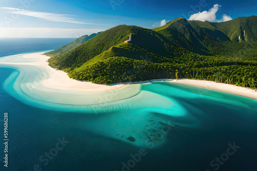 Tropical island aerial view  generative ai