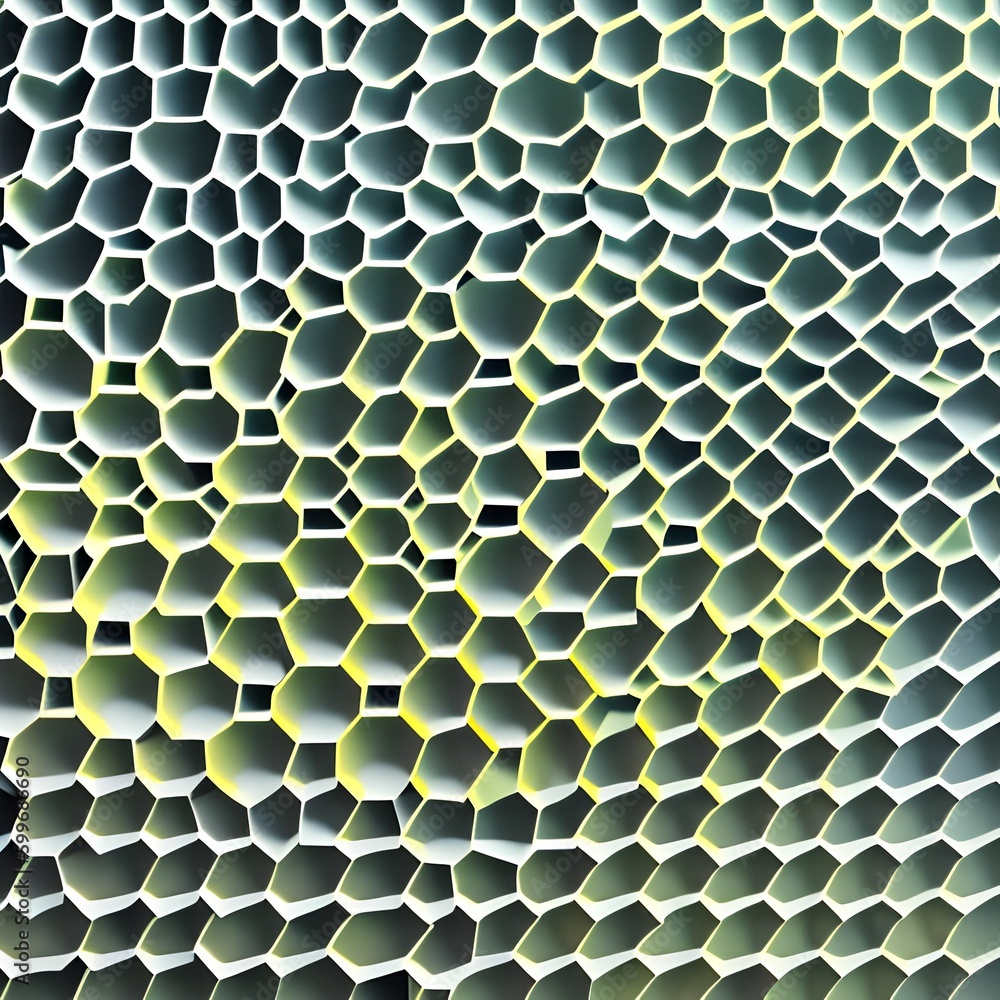 An abstract pattern of overlapping hexagons in shades of green and yellow, resembling a honeycomb4, Generative AI An abstract pattern of overlapping hexagons in shades of green and yellow, resembling a honeycomb4, Generative AI