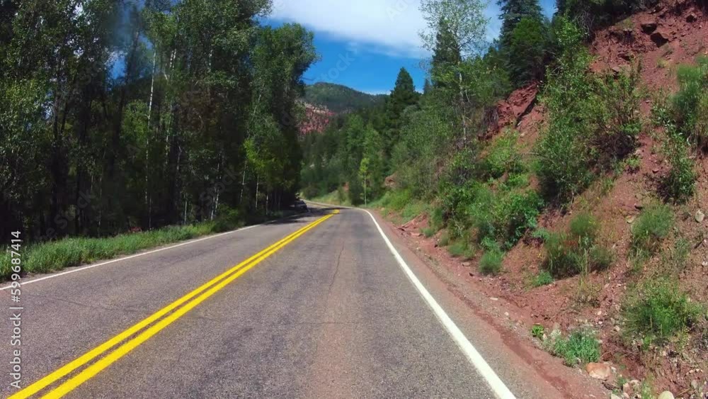 Timelapse POV From A Car Driving Across A Winding Rural Mountain Highway - Telluride, Colorado