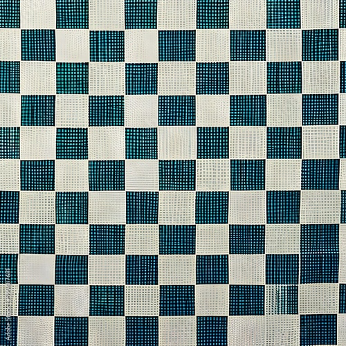 A checkerboard pattern of squares in alternating shades of blue and green3, Generative AI