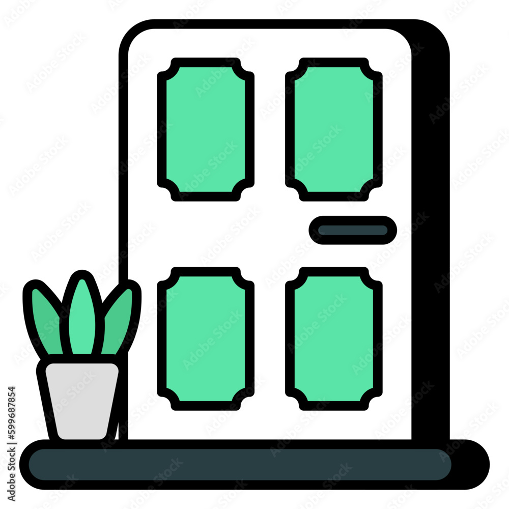 Conceptual flat design icon of door Conceptual flat design icon of door