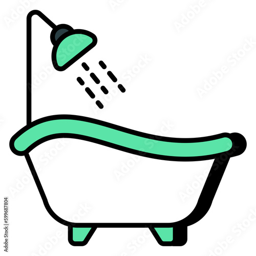 Trendy vector design of bathtub