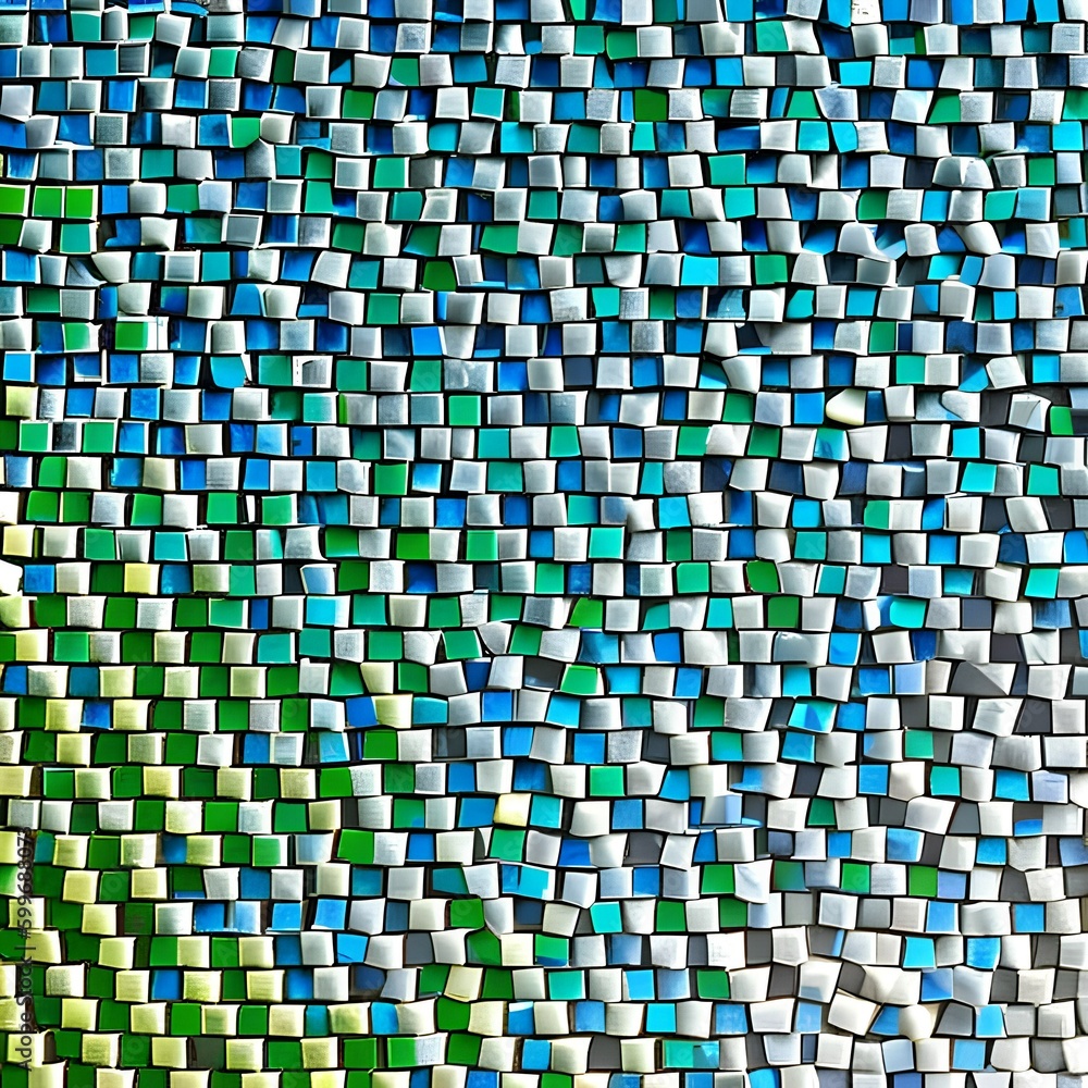 Fototapeta premium A gradient of green and blue triangles arranged in a mosaic pattern2, Generative AI