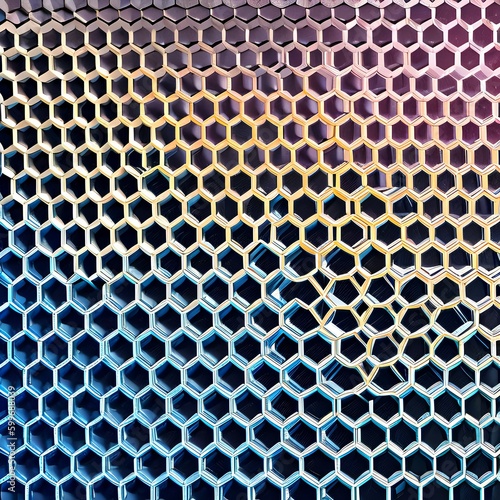 A repeating pattern of interlocking hexagons in shades of pink and purple3  Generative AI