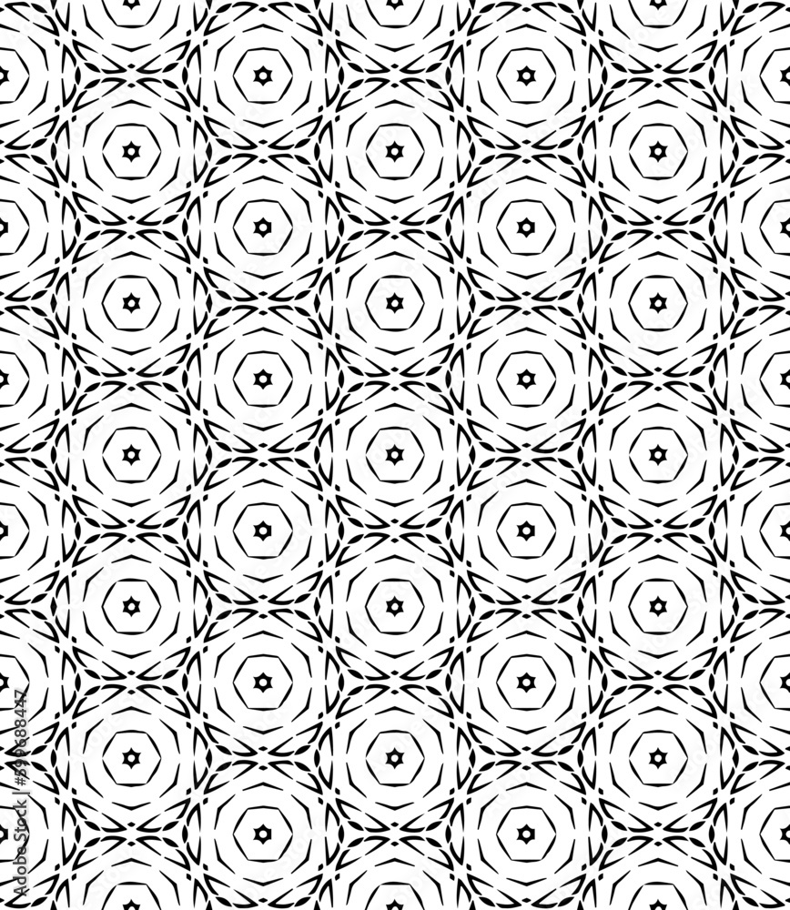 Fototapeta premium Black and white seamless abstract pattern. Background and backdrop. Grayscale ornamental design. Mosaic ornaments. Vector graphic illustration. EPS10.