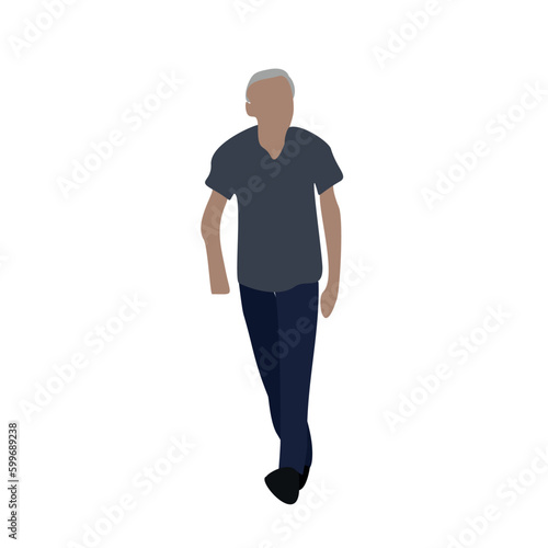 Vector drawing of a running  man in summer clothes. Flat image. City infographics ©  Vi Min