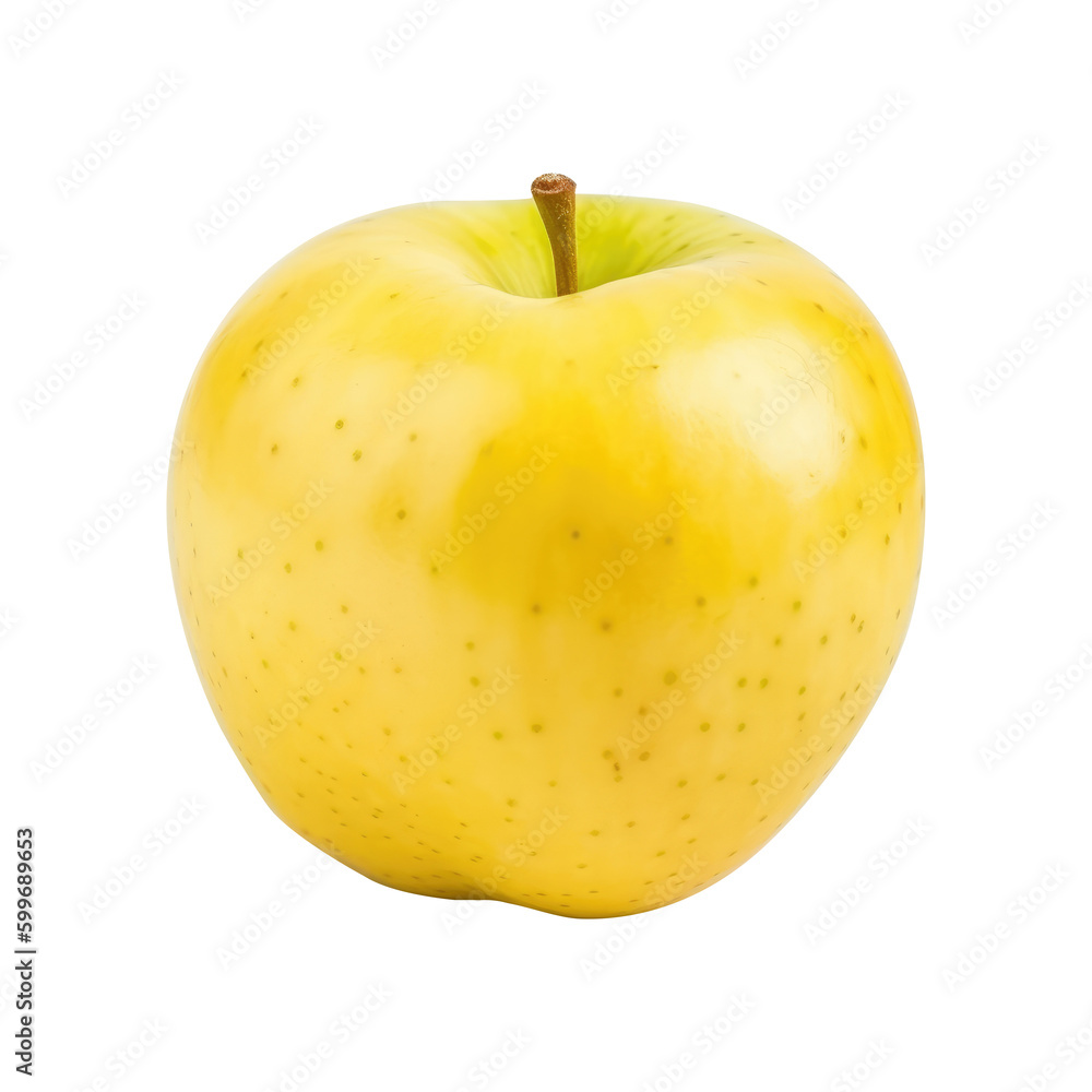 Yellow apple on transparent background. PNG, ai