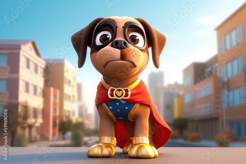 Cute Cartoon Dog Superhero