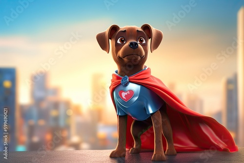 Cute Cartoon Dog Superhero