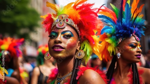 LGBTQ+ Pride Parade participants. Generative AI © piai