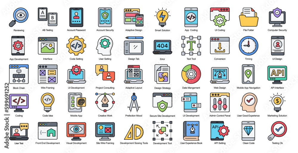 UI Development Color Line Iconset User Interface Filled Outline Icon Bundle UI Development Color Line Iconset User Interface Filled Outline Icon Bundle