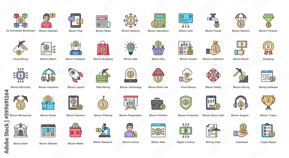 Cryptography Color Line Iconset Bitcoin Blockchain Crypto Filled Outline Icon Bundle Cryptography Color Line Iconset Bitcoin Blockchain Crypto Filled Outline Icon Bundle