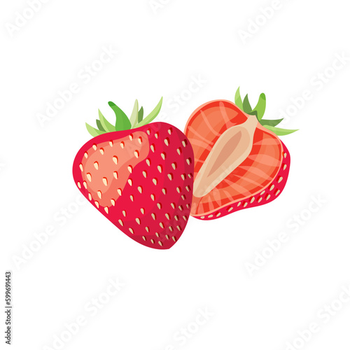 Vector ilustration element of strawberry in cartoon style. Isolated on a white background.