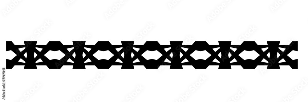 Geometric pattern design - Intricate, decorative and ornamental illustration in black and white