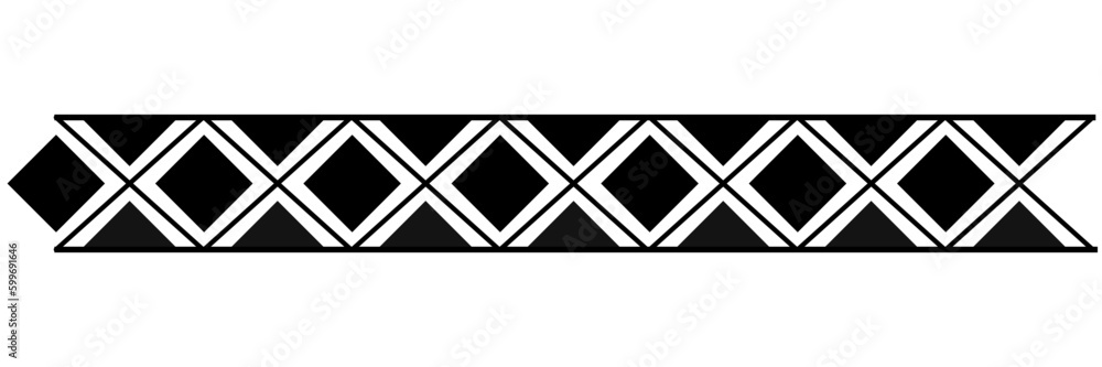 Geometric pattern design - Intricate, decorative and ornamental illustration in black and white
