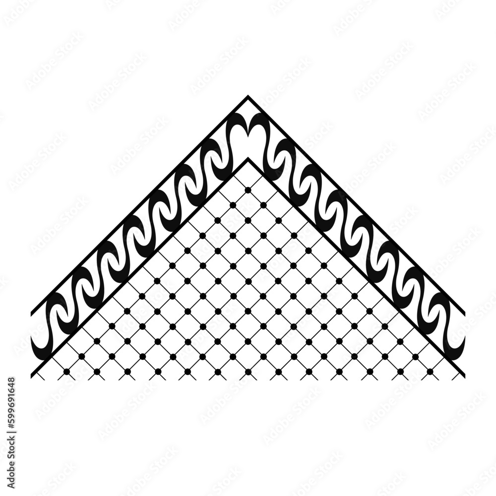 Geometric pattern design - Intricate, decorative and ornamental illustration in black and white