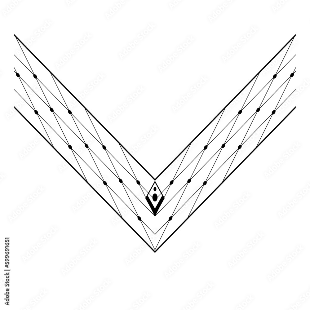Geometric pattern design - Intricate, decorative and ornamental illustration in black and white