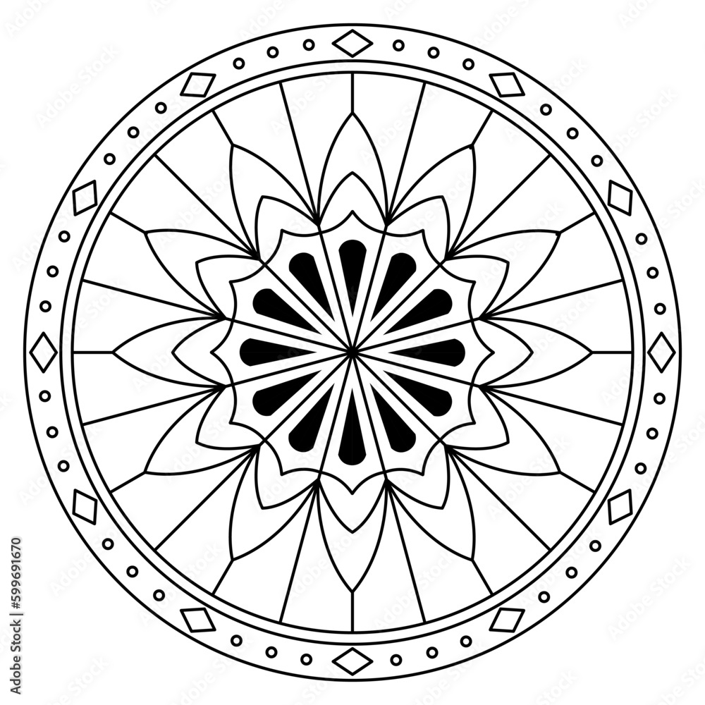 Geometric pattern design - Intricate, decorative and ornamental illustration in black and white