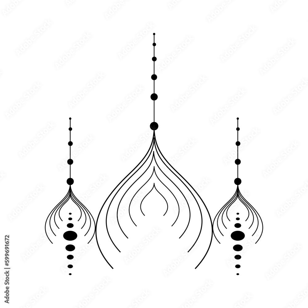 Geometric pattern design - Intricate, decorative and ornamental illustration in black and white