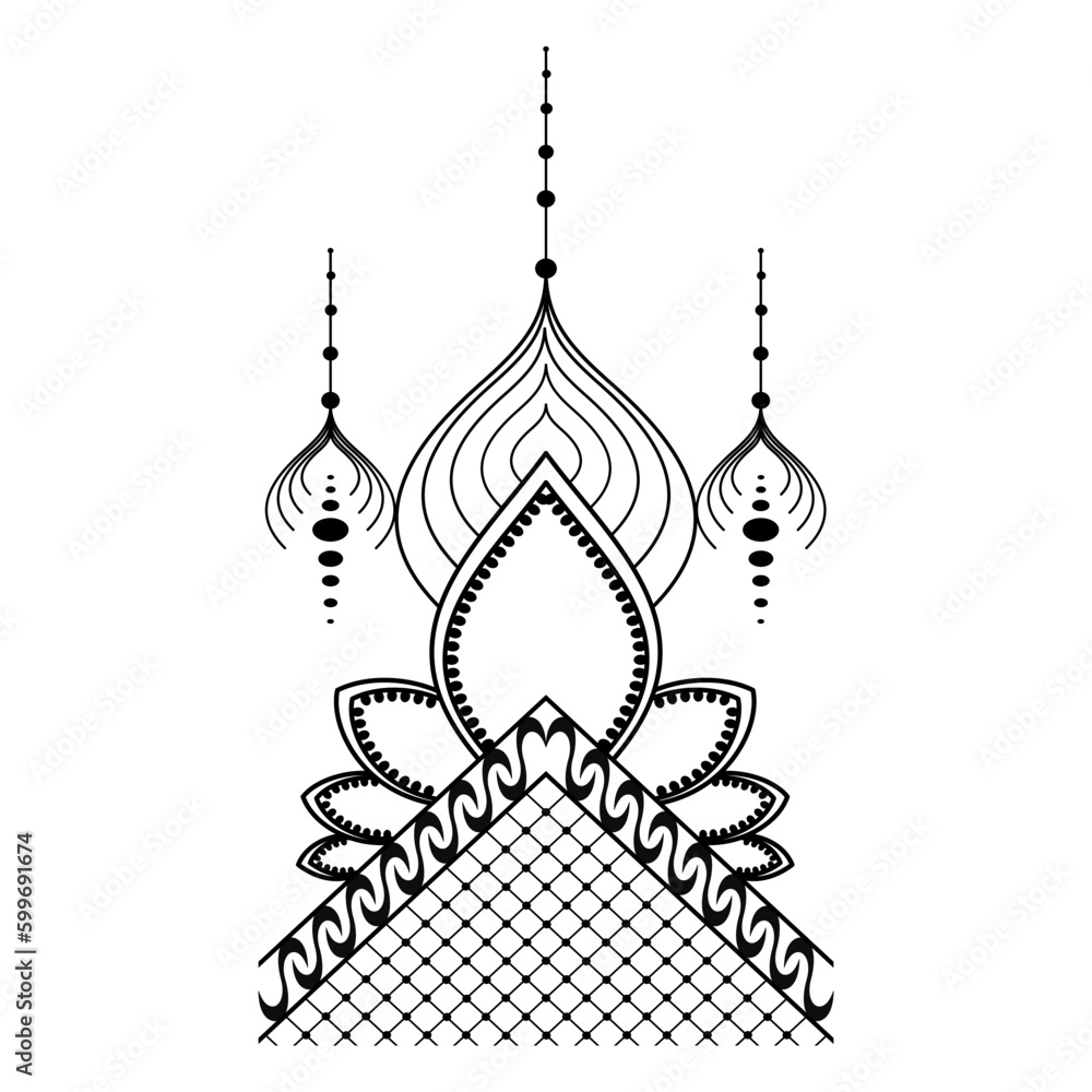 Geometric pattern design - Intricate, decorative and ornamental illustration in black and white