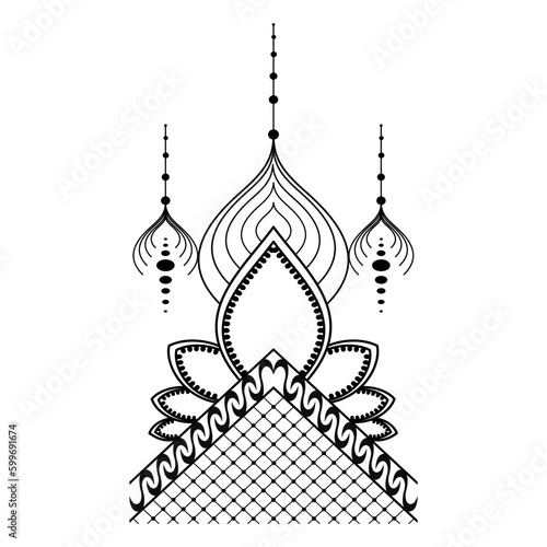 Geometric pattern design - Intricate, decorative and ornamental illustration in black and white 
