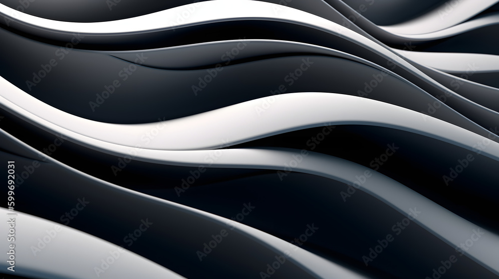 Fototapeta premium Black & White muscular fiber, Abstract 3D Geometrical background. Generative IA.
