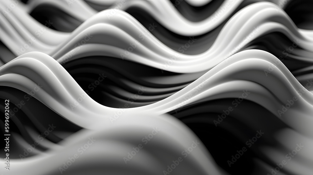 Obraz premium Black & White muscular fiber, Abstract 3D Geometrical background. Generative IA.