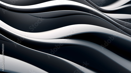Black & White muscular fiber, Abstract 3D Geometrical background. Generative IA.