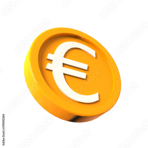 3d illustration euro coin icon money 3d render