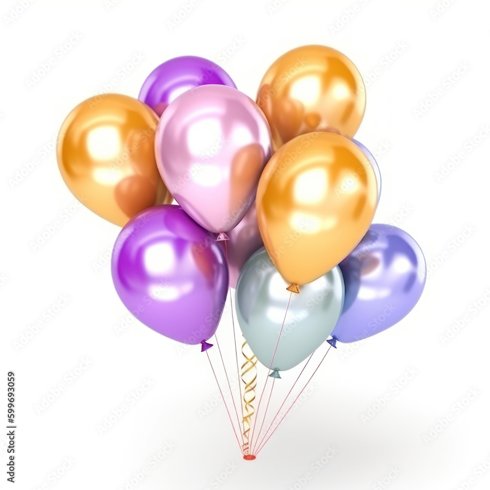 Heluim balloons isolated. Illustration AI Generative. Heluim balloons isolated. Illustration AI Generative.