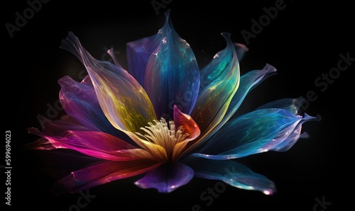  a colorful flower with a black background is seen in this image. generative ai