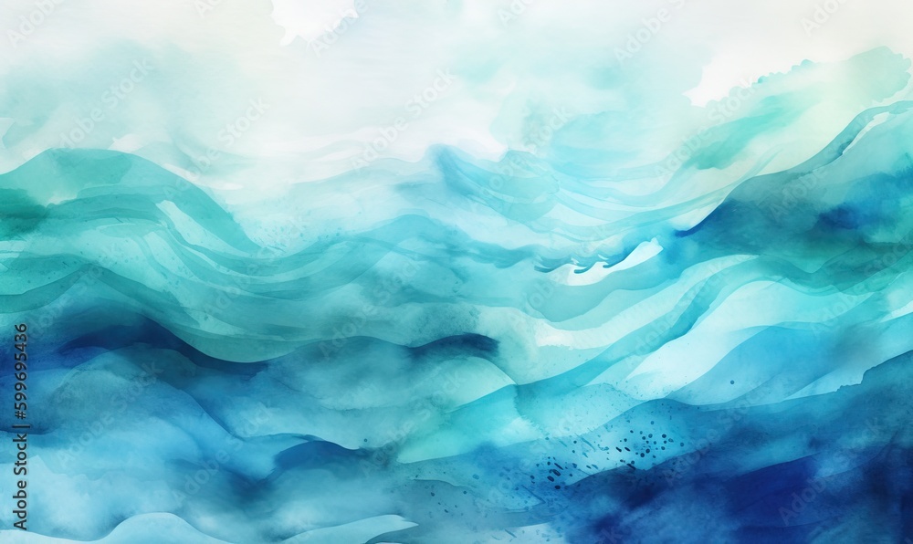 a painting of blue and green waves on a white background. generative ai a painting of blue and green waves on a white background. generative ai