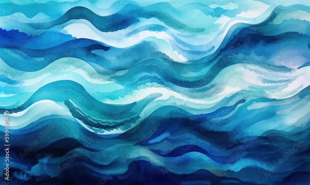 a painting of a blue wave with white and blue colors. generative ai a painting of a blue wave with white and blue colors. generative ai