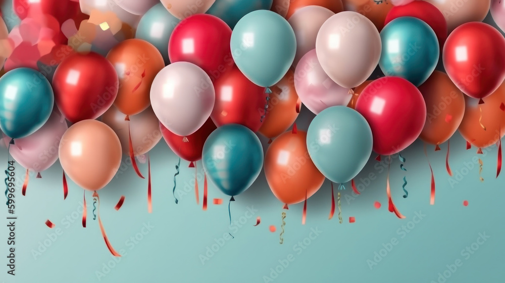 Balloon Birthday background. Illustration AI Generative. Balloon Birthday background. Illustration AI Generative.