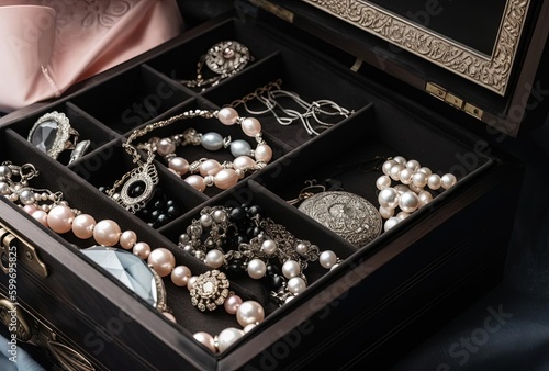 pearl necklace in a box, generative ai © Кирилл Шаповал