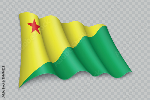 3D Realistic waving Flag of Acre is a state of Brazil