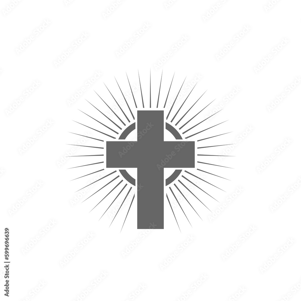 Obraz premium Christian cross icon isolated on transparent background