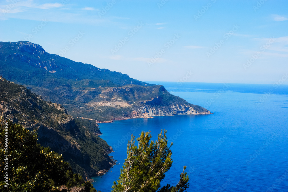 Green coast of Palma de Mallorca with mountains and sea. Green coast of Palma de Mallorca with mountains and sea.