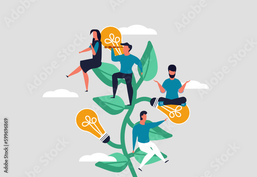 The value of employees in the company and corporate culture. Employee development and skilled workers. Personnel management, business approach to work. Vector illustration