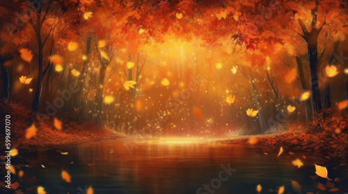 Autumn natural background. Illustration AI Generative