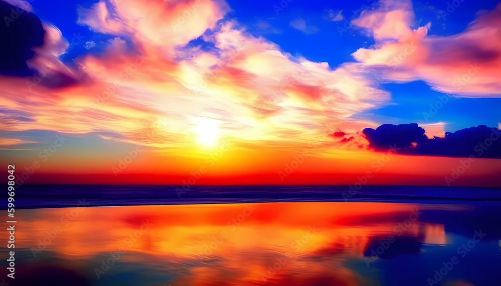 Sunset colorful clouds and blue sky background