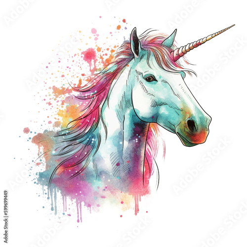 Watercolor Unicorn png art for sublimation  Generative AI