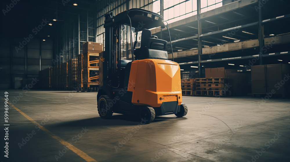 moving truck in warehouse