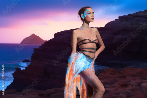 Beautiful girl on another world . generative AI