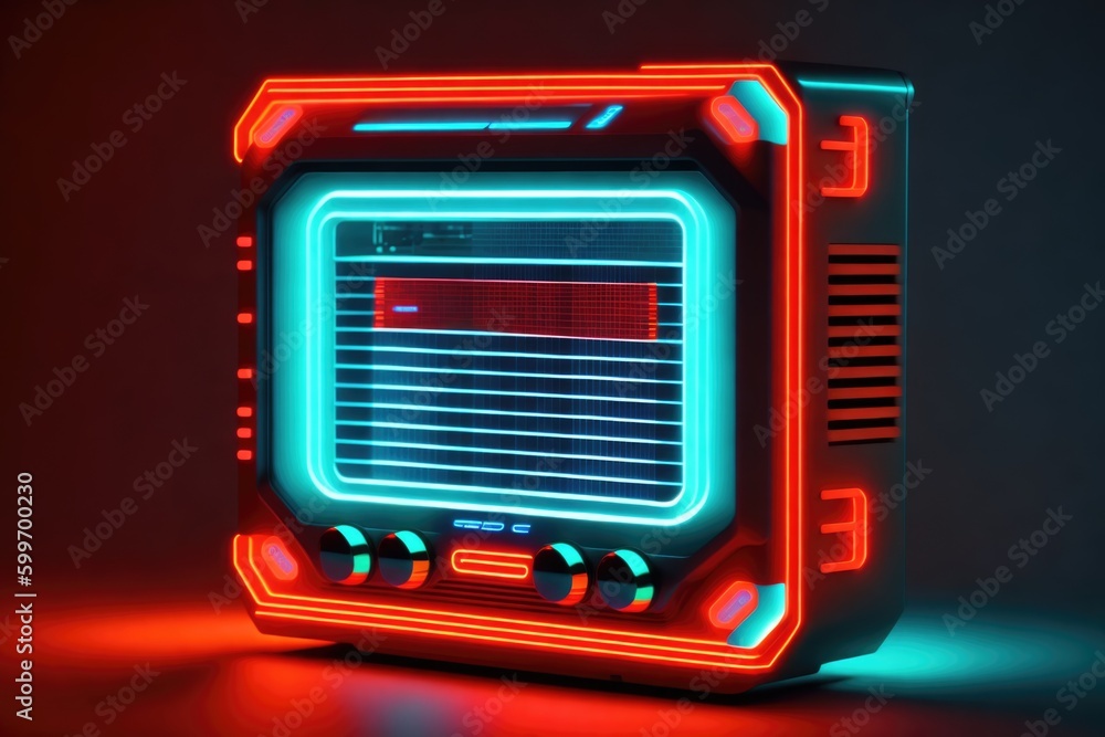 Glowing neon retrofuturstic abstract device interface, generative ai image Glowing neon retrofuturstic abstract device interface, generative ai image