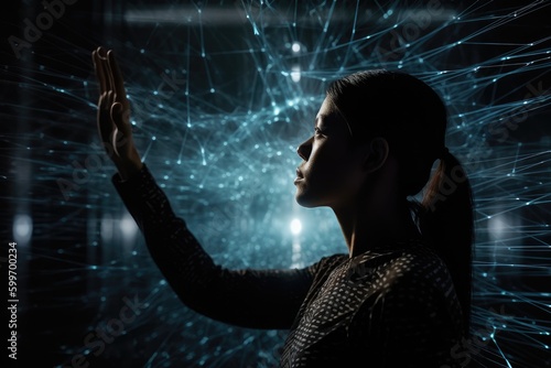 Person in front of futuristic computer, Embracing the Power of AI and VR, Generative AI