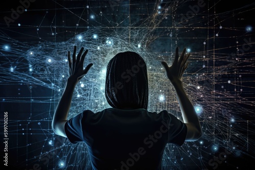 Person in front of futuristic computer, Embracing the Power of AI and VR, Generative AI