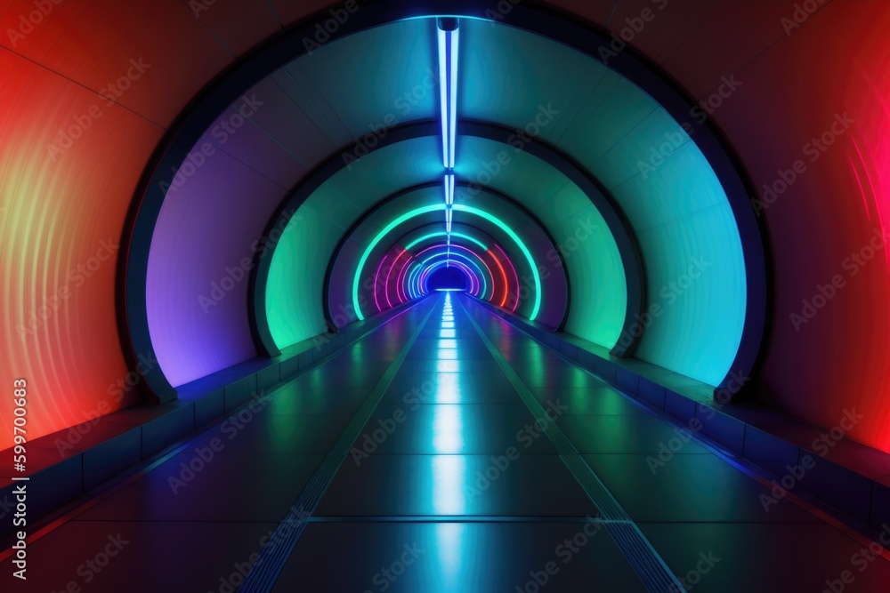 Futuristic Neon Laser Rings of Ultraviolet Fluorescent Light Tunnel - Abstract Background Texture, generative ai Futuristic Neon Laser Rings of Ultraviolet Fluorescent Light Tunnel - Abstract Background Texture, generative ai