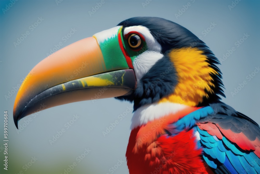 Toucan bird in jungle, blurry background, generative ai Toucan bird in jungle, blurry background, generative ai